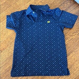 Boys Navy Patterned Polo Shirt